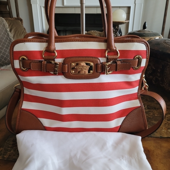 Handbags - Michael Kors Striped Red and White Women's Bag